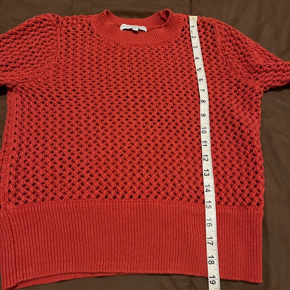REBECCA MINKOFF Bianca Netted Terracotta long puff sleeve Sweater Small - Picture 10 of 13